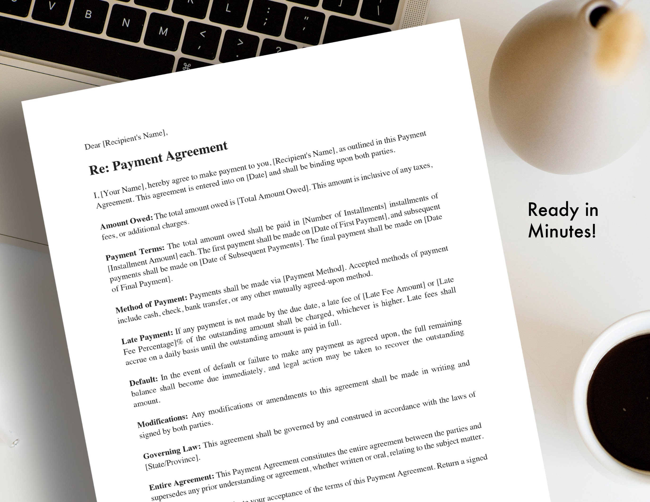 Simple Pay Word Simple Payment Agreement Template Word / PDF | Easy-to-use ...