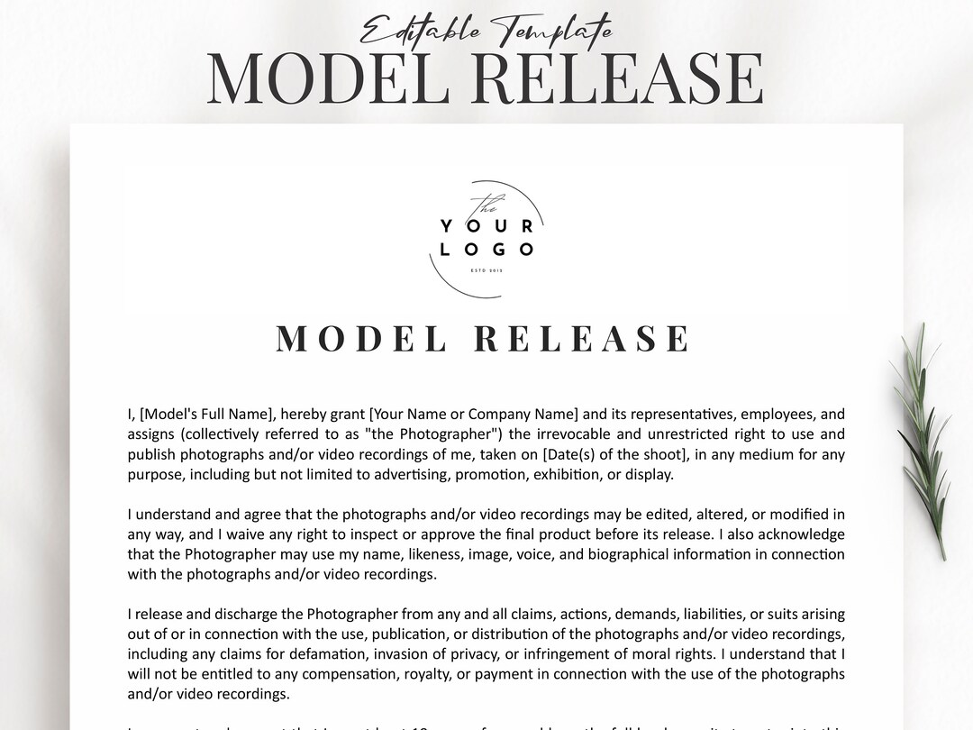 Model Release Form Format Model Release Form Template | Minor Model Release Form | Photography ...