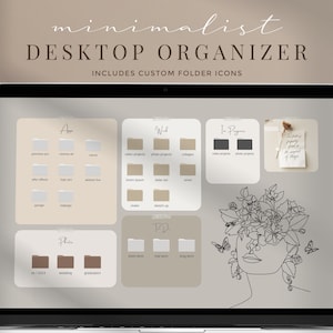 Minimalist Desktop Organizer Wallpaper, Macbook Desktop Organizer, Student Desktop Wallpaper Organizer,Computer Desktop Background Organizer