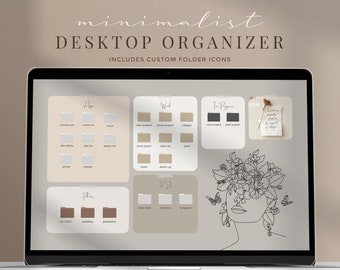 Minimalist Desktop Organizer Wallpaper, Macbook Desktop Organizer, Student Desktop Wallpaper Organizer,Computer Desktop Background Organizer