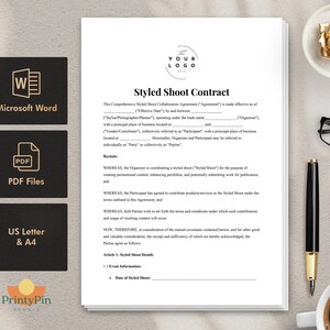 Editable Styled Shoot Contract Template for Photographers Vendors Editable Styled Shoot Contract Template for Photographers Vendors