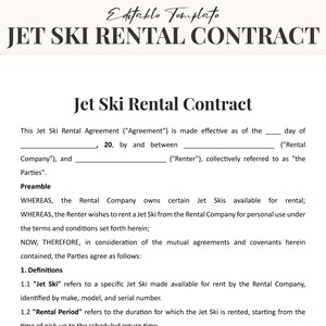 Jet Ski Rental Agreement Template - Customizable Watercraft Lease ...