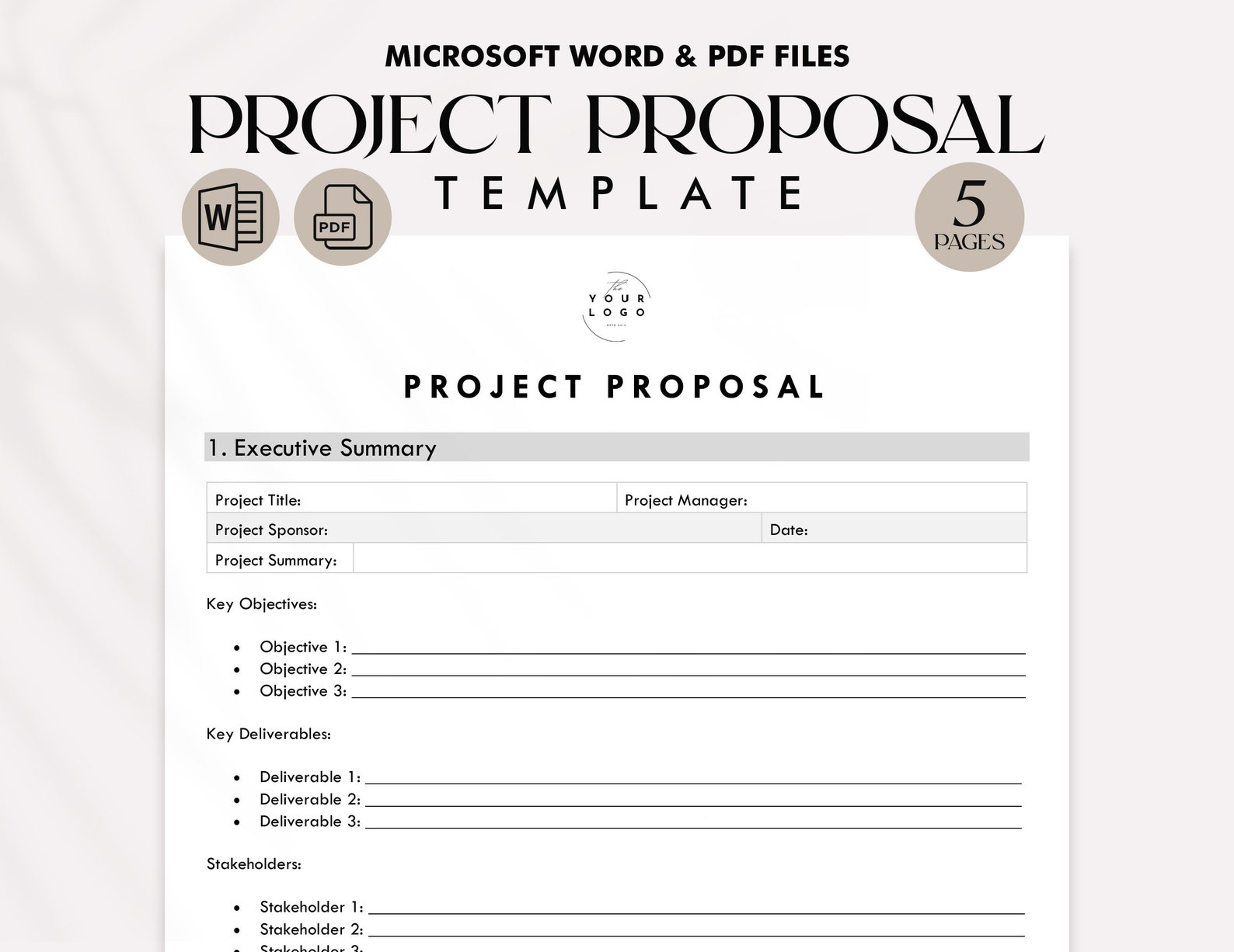 Editable Project Proposal Template - Professional Business Plan Form ...