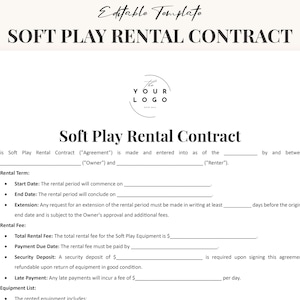 ソフトプレイ機器リース契約テンプレート、カスタマイズ可能なレンタル契約、インフレータブルおよびソフトプレイ機器のレンタル、パーティー機器リースフォーム