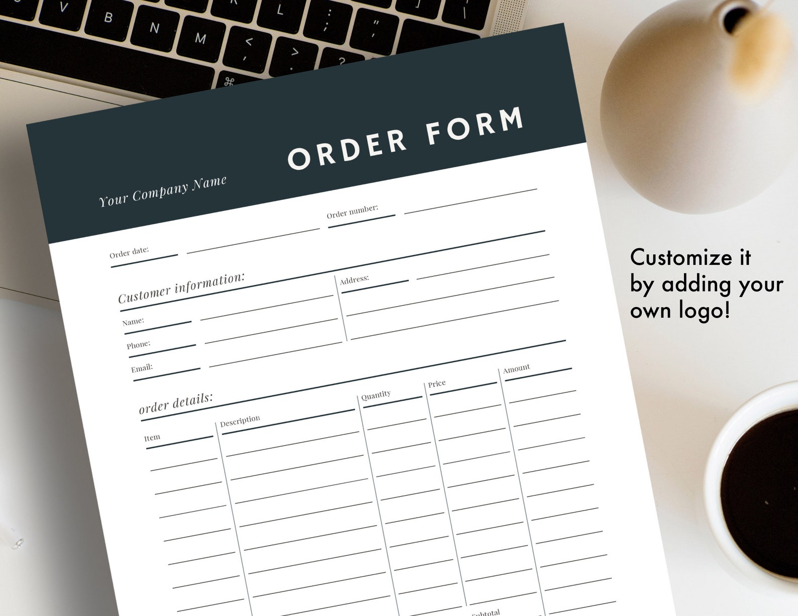 Custom Order Form Template | Purchase Order Form Template | Order Form ...