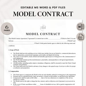 Comprehensive Model Contract Agreement Template | Professional Modeling Services | Highly Detailed & Customizable | Exclusive Usage Rights