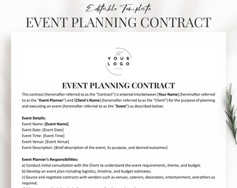 Event Planner Contract Template | Professional Agreement for Successful Events | Customizable Contract for Event Organizers