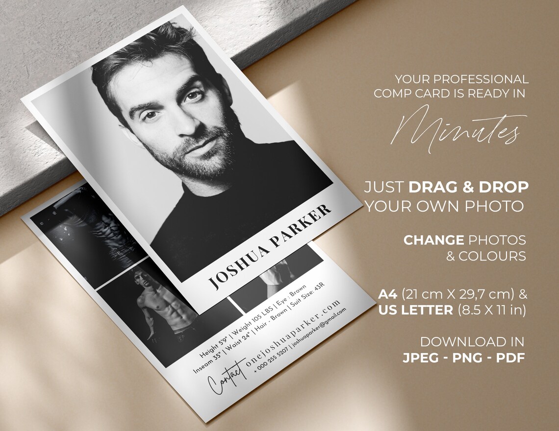 Model Comp Card Template Elite Modeling Comp Card Zed Card - Etsy
