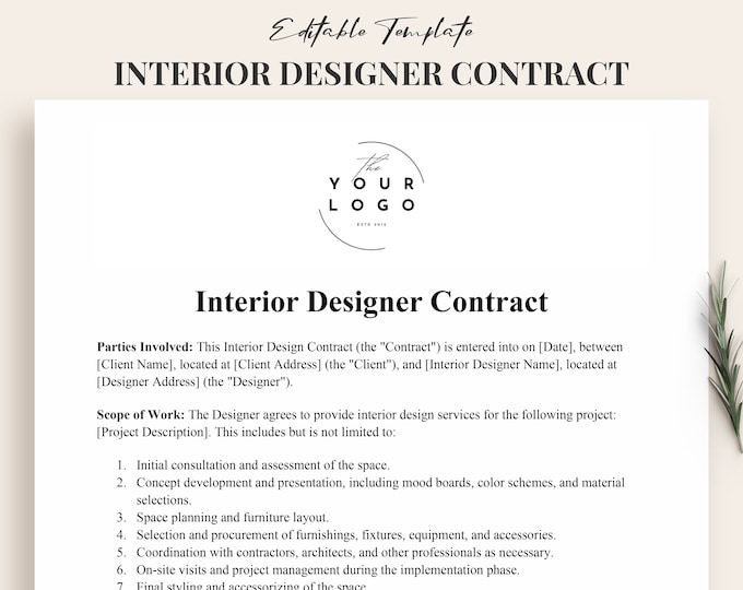 Interior Designer Client Contract Template, Service Contract ...