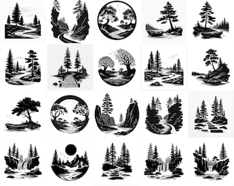 100+ River Scene SVG Bundle - Forest & Mountain Landscape Cut Files, Wood Sign PNG, Cricut Silhouettes, Instant Download | Commercial Use