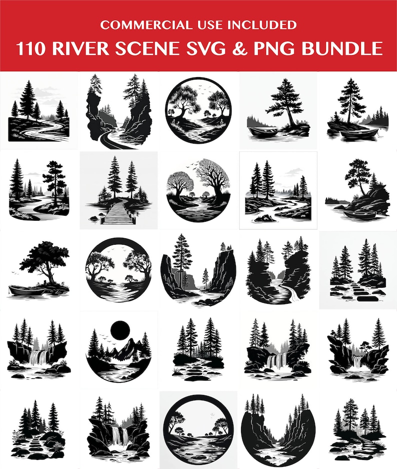 100+ River Scene SVG Bundle - Forest & Mountain Landscape Cut Files ...
