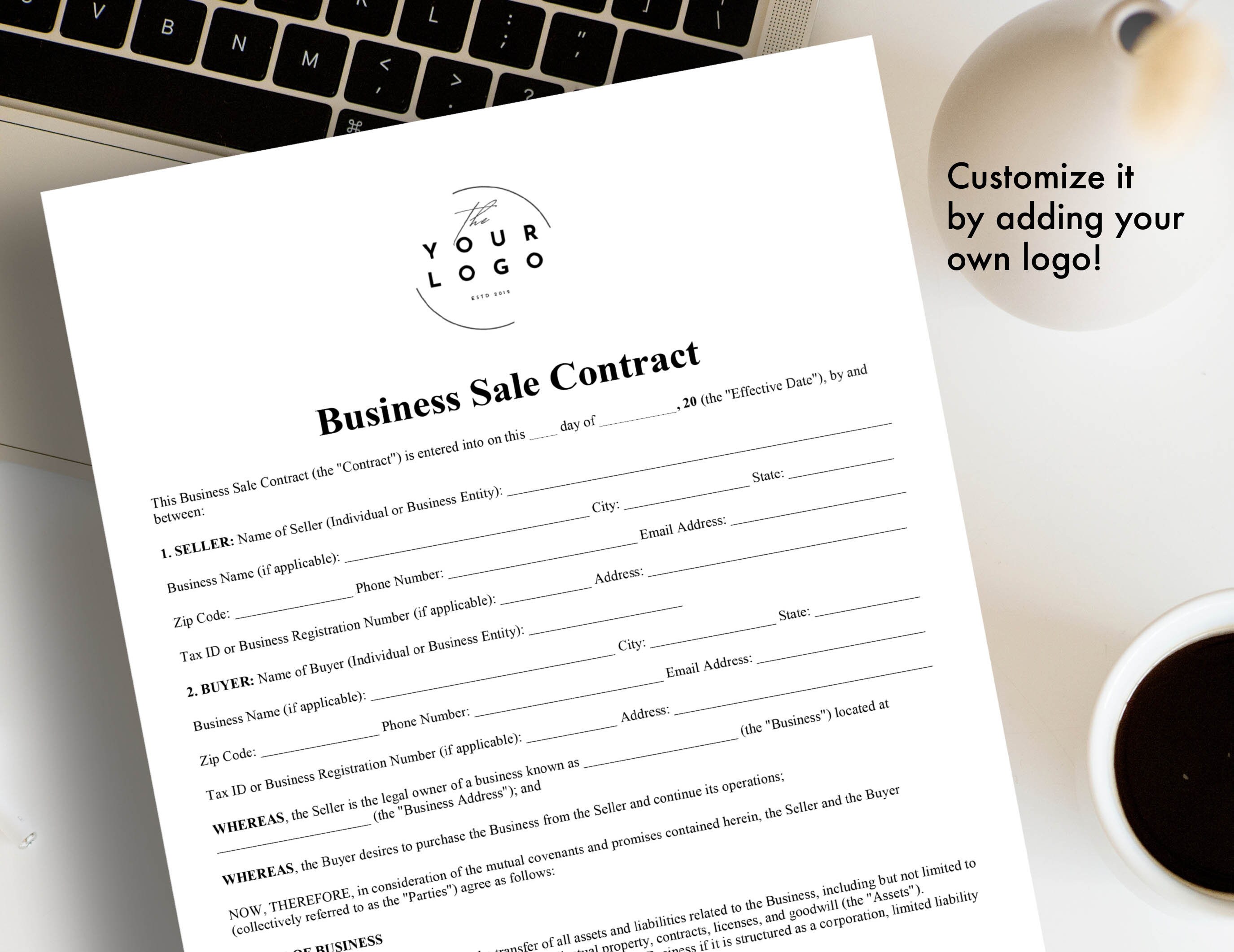 Editable Business Sale Contract Template Word & PDF - Printable ...