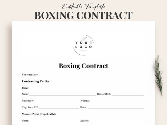 Professional Boxing Contract Template - Fighter's Contract - Instant Download