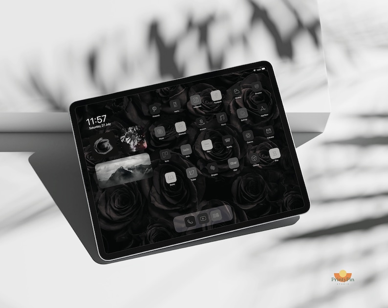 Monogram Ios Black Aesthetic iPad App Icons | Dark Monogram Ios Icon Pack | Black ...