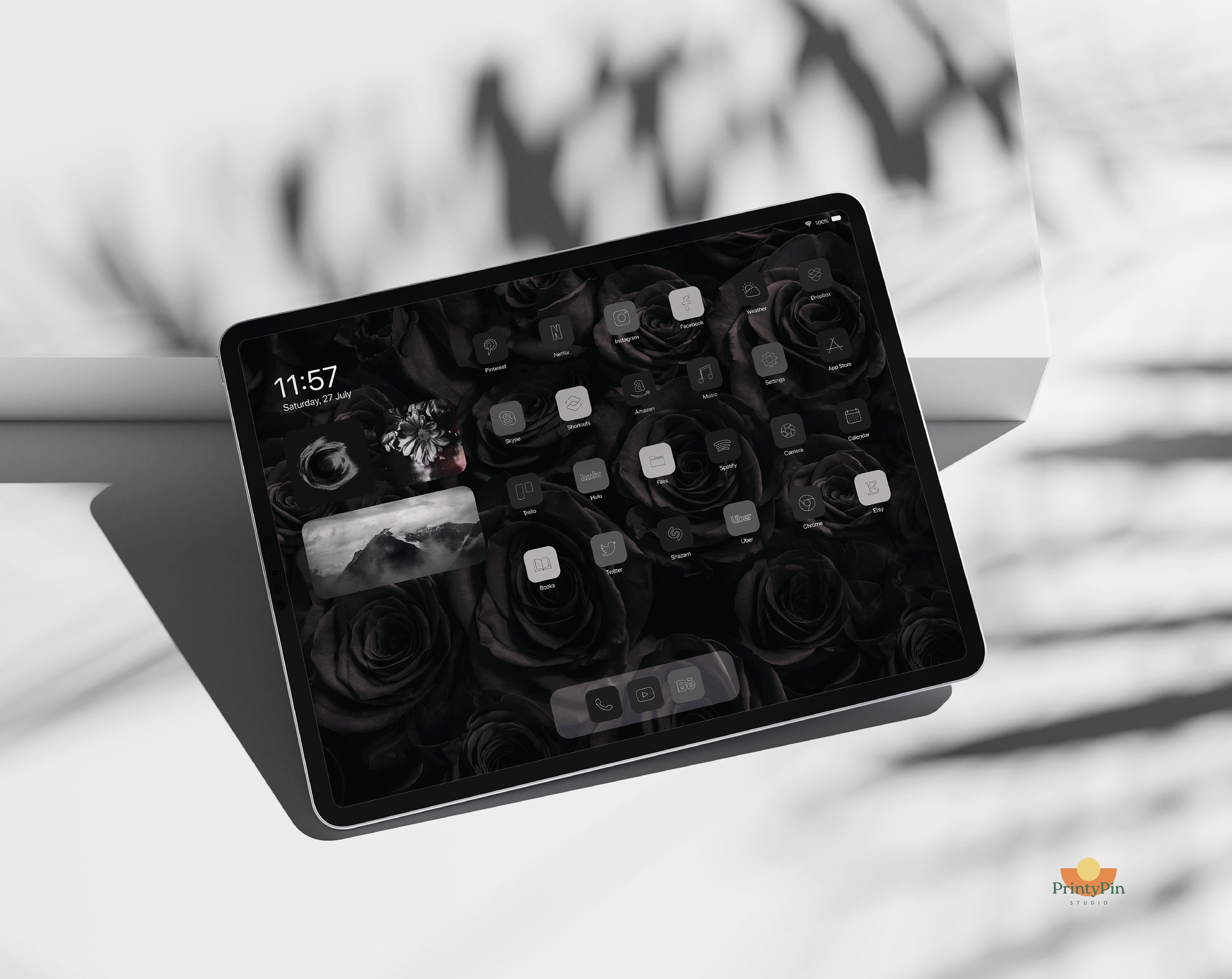 Black Aesthetic Ipad App Icons Dark Monogram Ios Icon Pack - Etsy