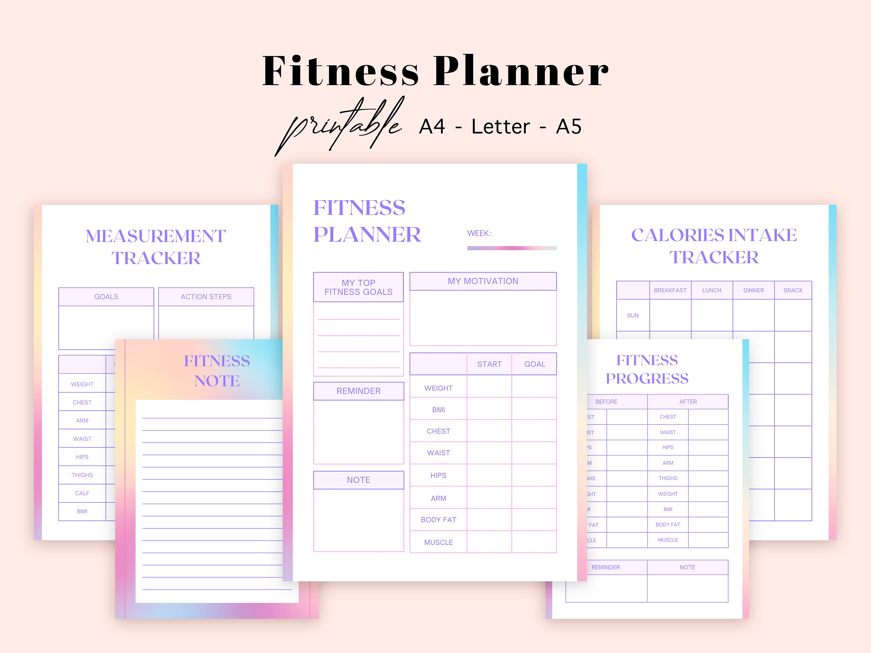 Workout Planner Printable | Digital Fitness Journal | Weight Loss ...