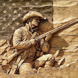 Laser Engrave File | 3D Illusion | PNG For Engraving | Glowforge | Laser Cut Files | PNG Burn | Digital | American Revolutionary War Soldier