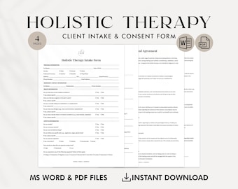 Formulario de Admisión para Terapia Holística / PDF y Word editables / Formulario de Consentimiento para Terapia Holística / Formularios de Consulta para Terapia Holística / Evaluación de Bienestar