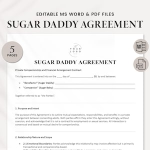 Sugar Daddy Vereinbarung Vorlage - Ultra-Detaillierter bearbeitbarer Vertrag für gegenseitige Begleitung