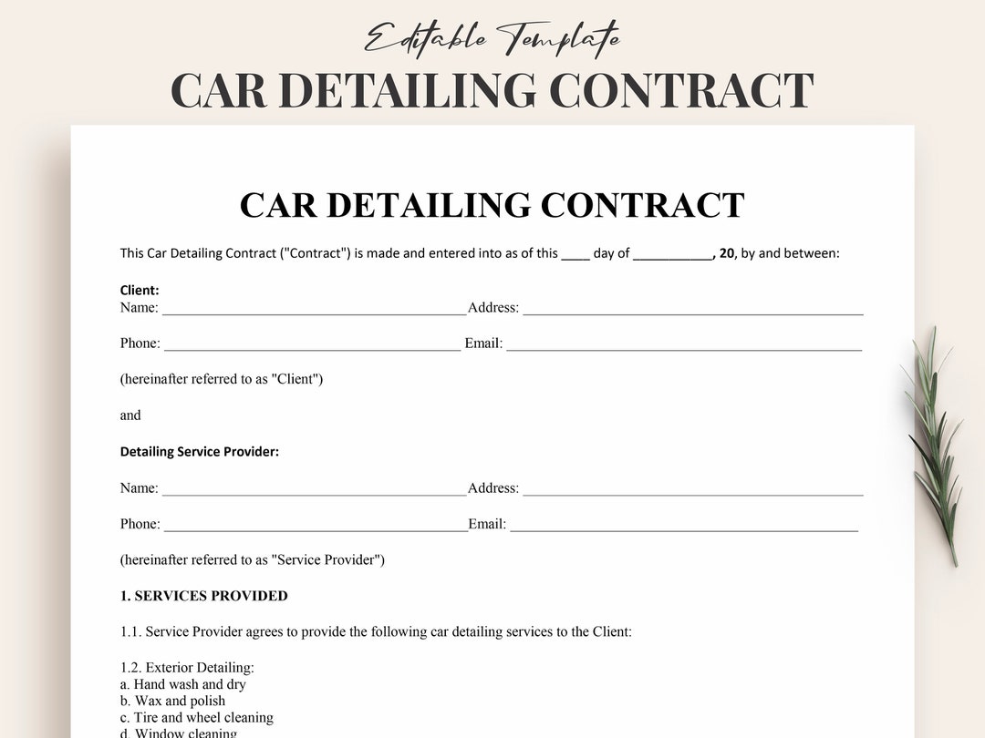 Car Detailing Contract Template Customizable Auto Detail Agreement Car Detailing Contract Template Customizable Auto Detail Agreement