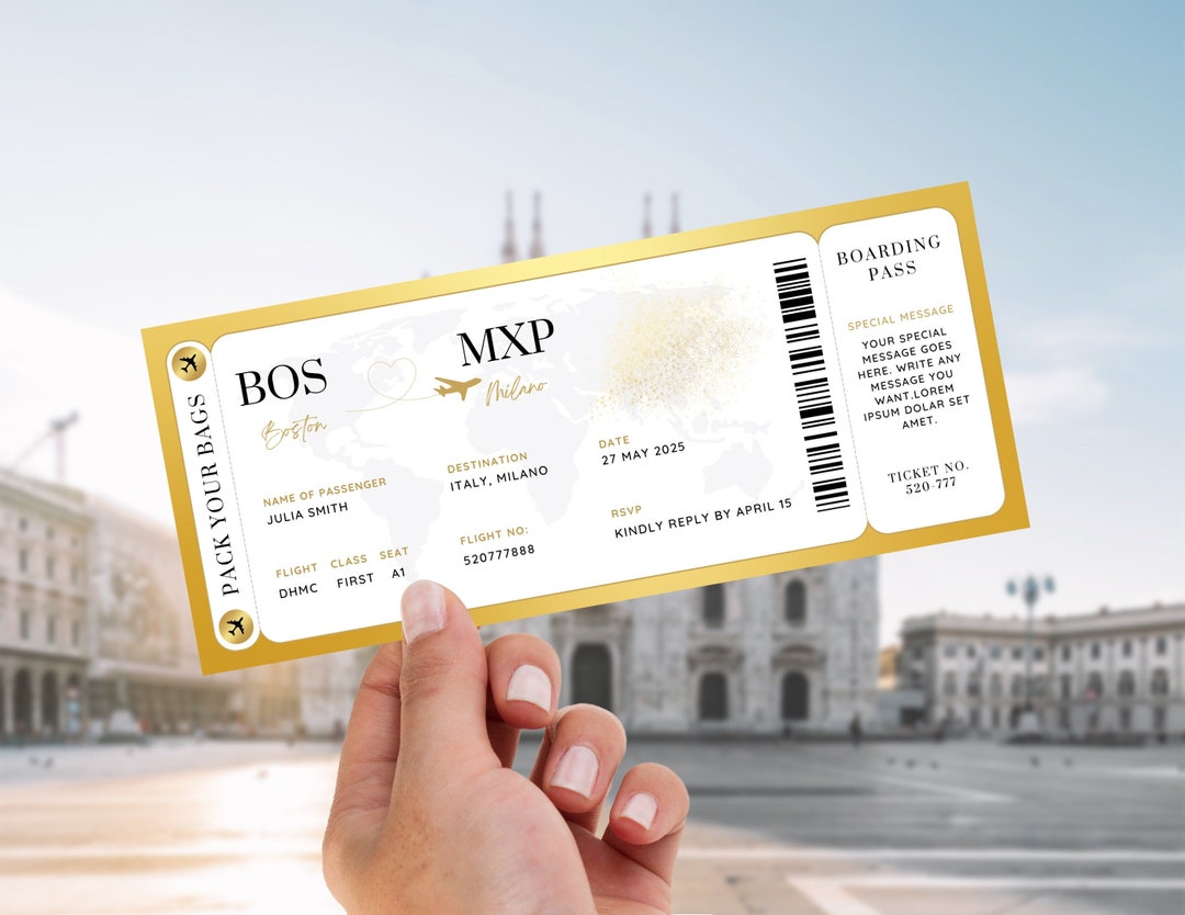 Editable Boarding Pass Template, Fake Plane Ticket Gift, Printable
