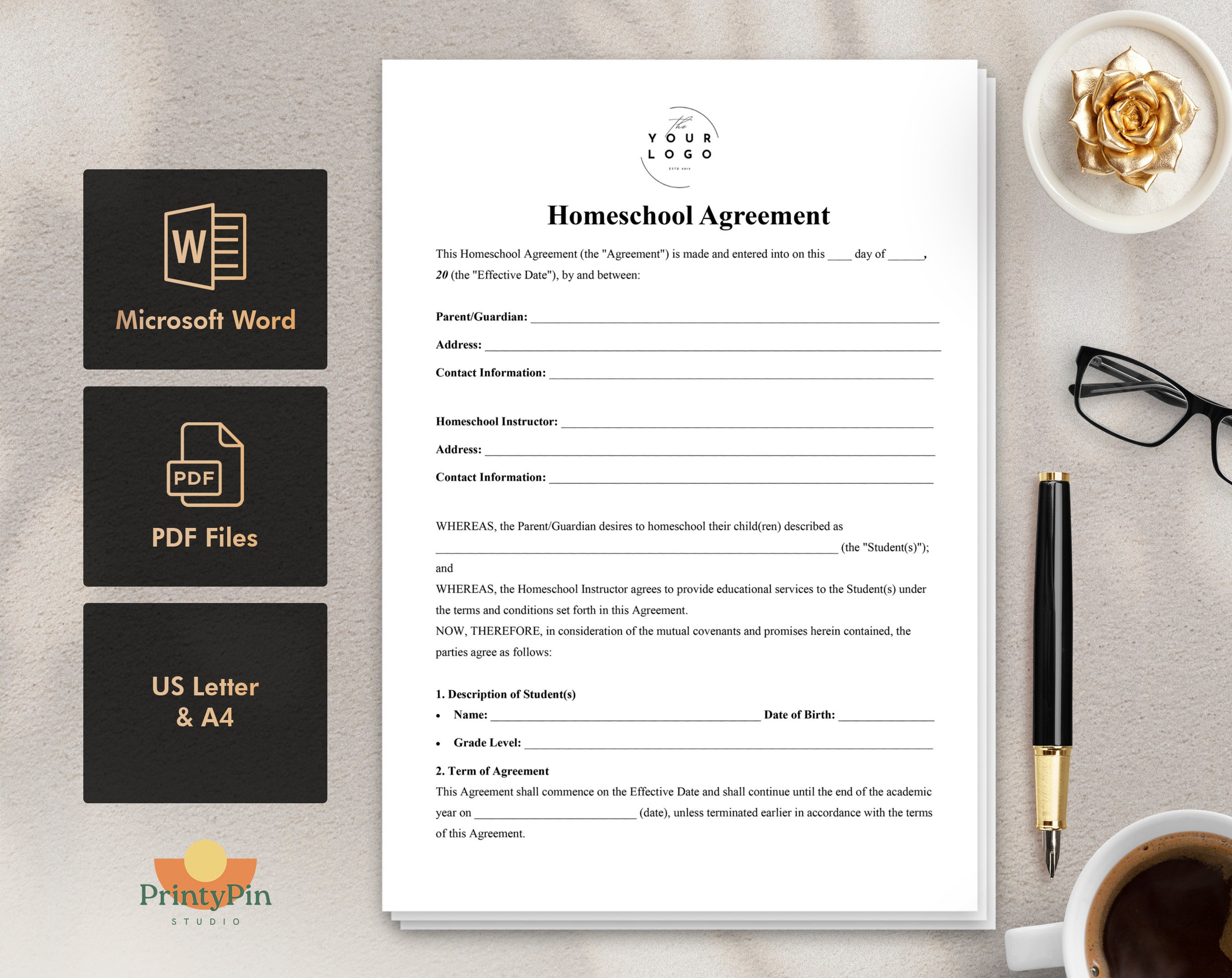 Customizable Homeschool Agreement Template - Editable Home Education ...