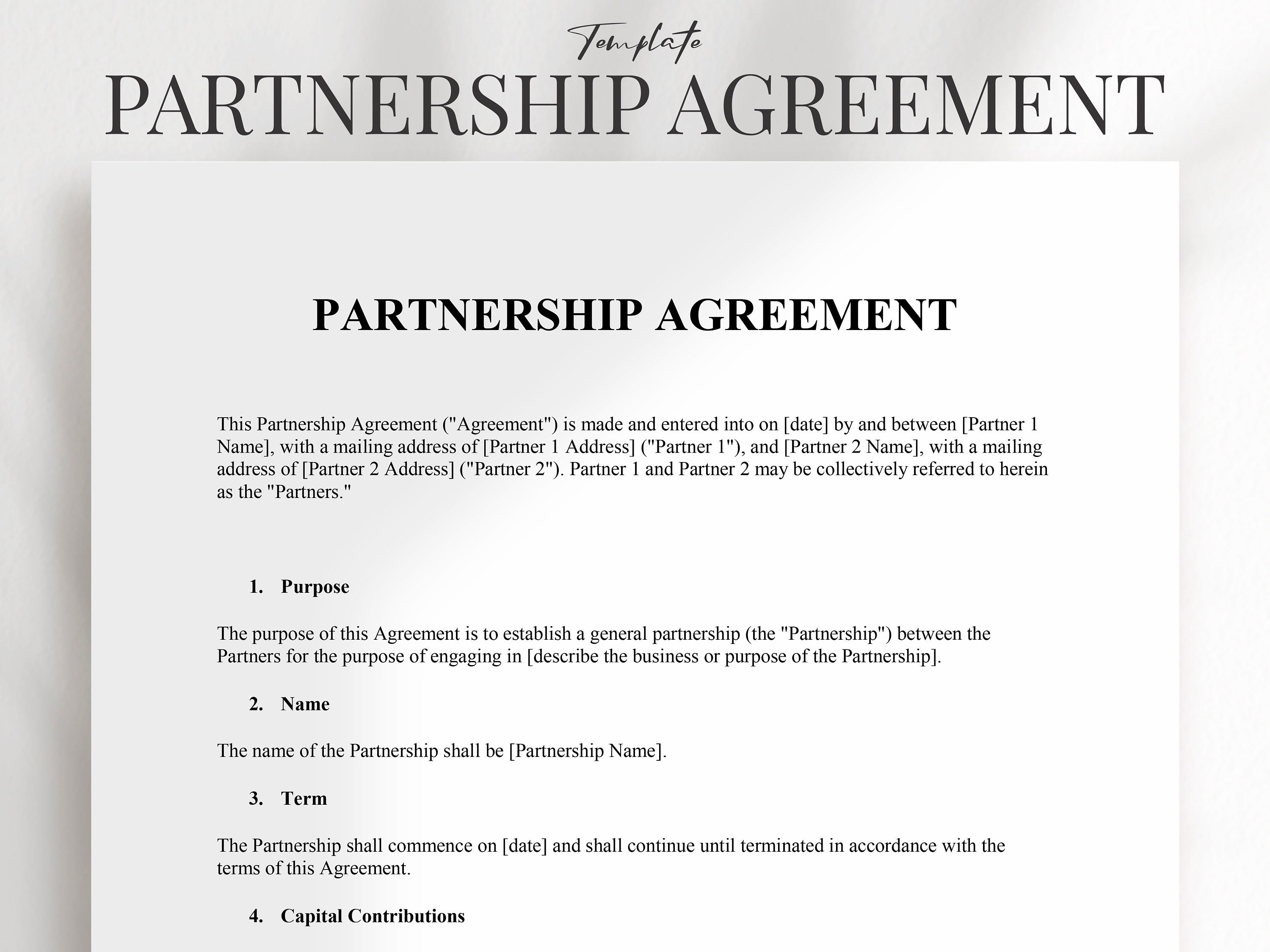 Partnership Agreement Template Word Partnership Agreement Template Word