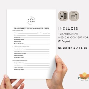 Editable Medical Consent Form for Grandchildren Emergency Authorization ...