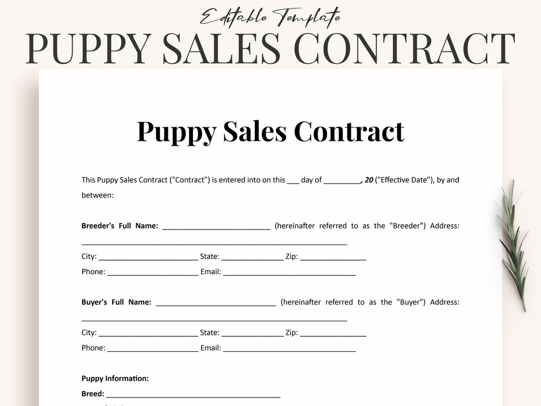 Puppy Sale Contract Template Word Printable Blank Puppy Contract Puppy Sale Contract Template Word Printable Blank Puppy Contract