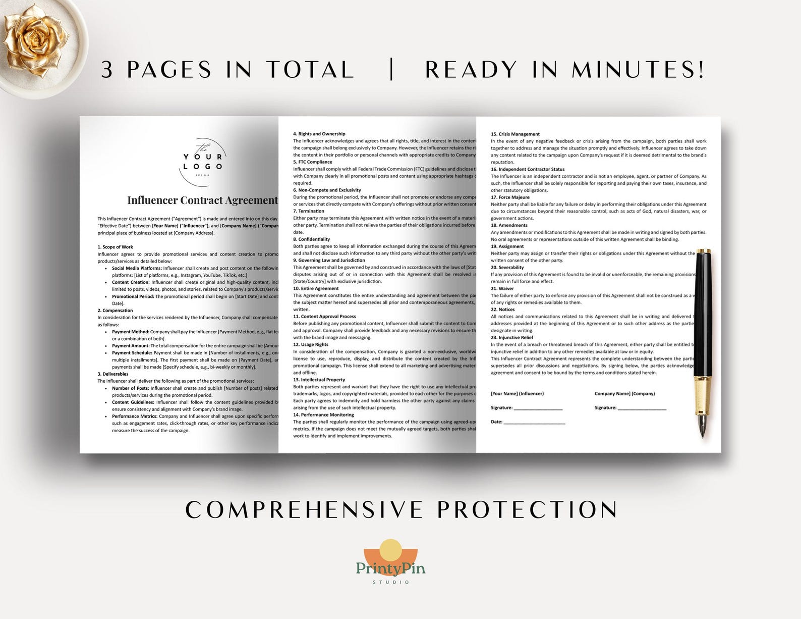 Influencer Contract Template Word Social Media Influencer Contract