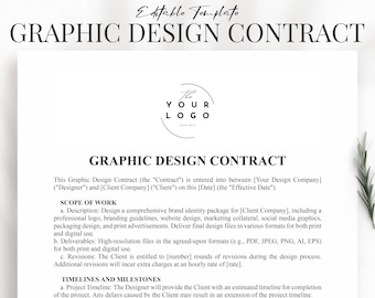 Freelance Graphic Designer Client Contract Template - Professional Graphic Design Agreement - Creative Graphic Agreement - Brand Contract