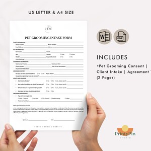 Pet Grooming Client Intake Form Template | Detailed Pet Grooming ...