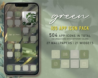 Sage Green App Icons for iOS, Aesthetic iPhone Home Screen (Digital Download)