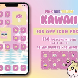 Kawaii App Icons - iOS 18 App Icons Pack Cute - Pink Pastel App Icons for iOS Homescreen Layout Icons iOS 17 Icons Widgets iPhone Icon Pack