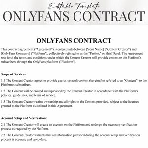 Comprehensive Onlyfans Contract Agreement Exclusive Content Creation