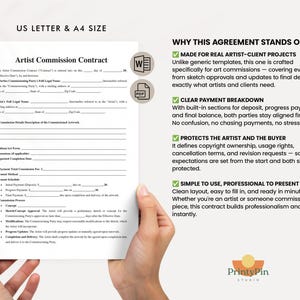 Artist Commission Contract Template Word / PDF - Fully Customizable and Printable Agreement for Art Commissions - Instant Download image 2