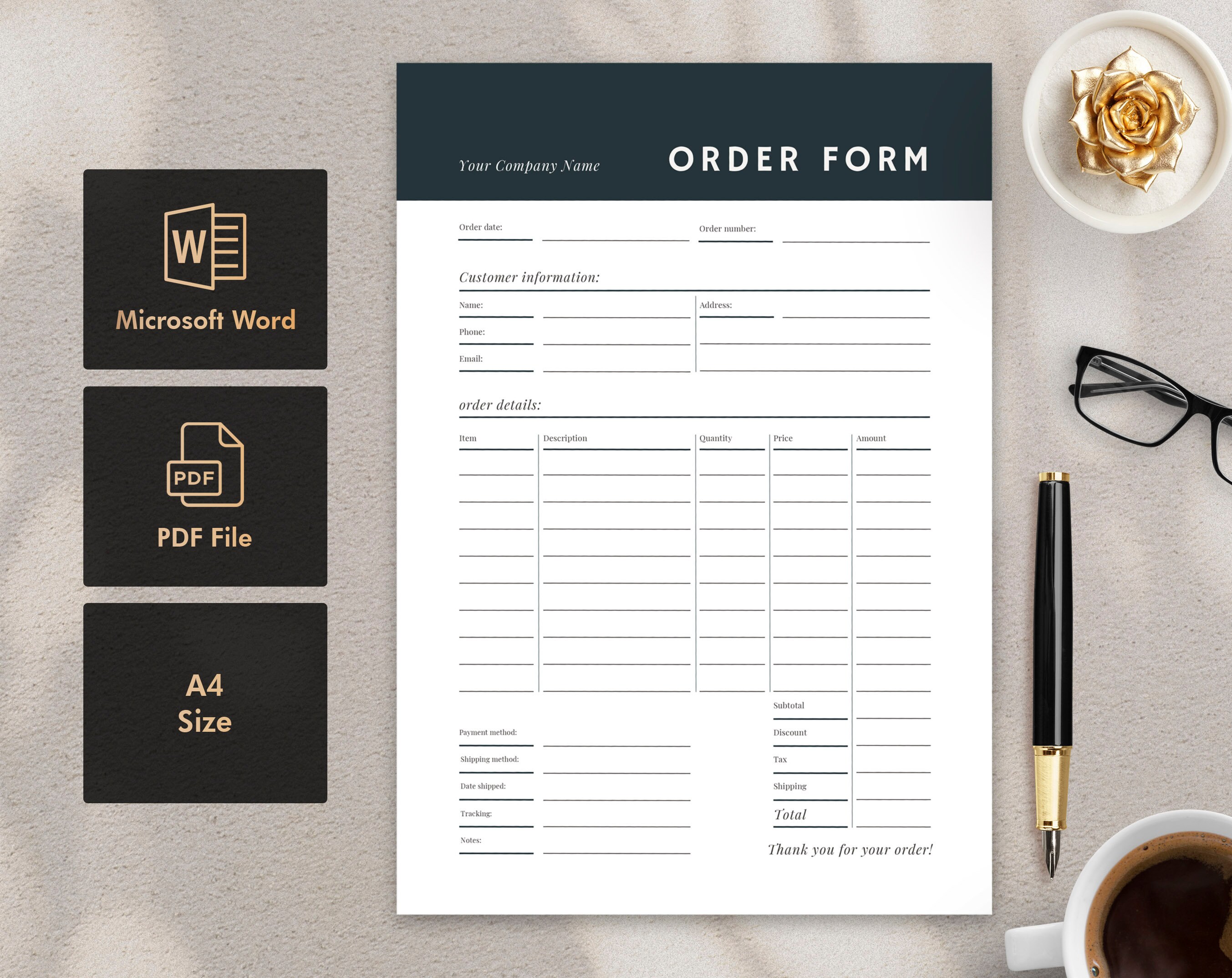 Custom Order Form Template | Purchase Order Form Template | Order Form ...