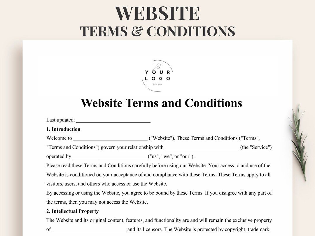 Website Terms and Conditions Template, Website Disclaimers, Editable ...