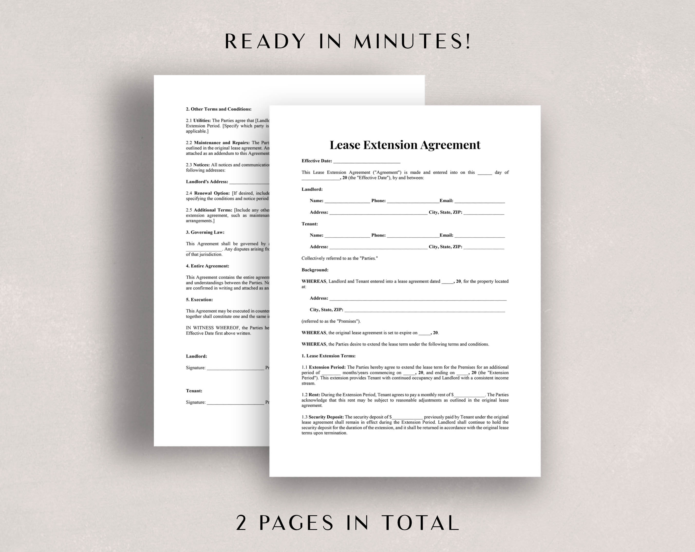 Lease Extension Agreement Template Word & PDF | Lease Renewal Contract ...