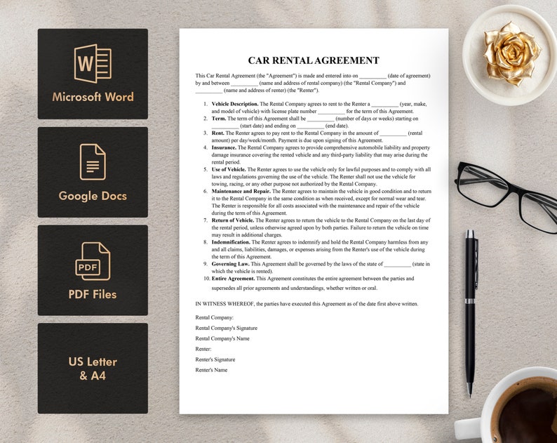 Car Rental Agreement Template - Vehicle Rental Agreement - Car Rentals ...
