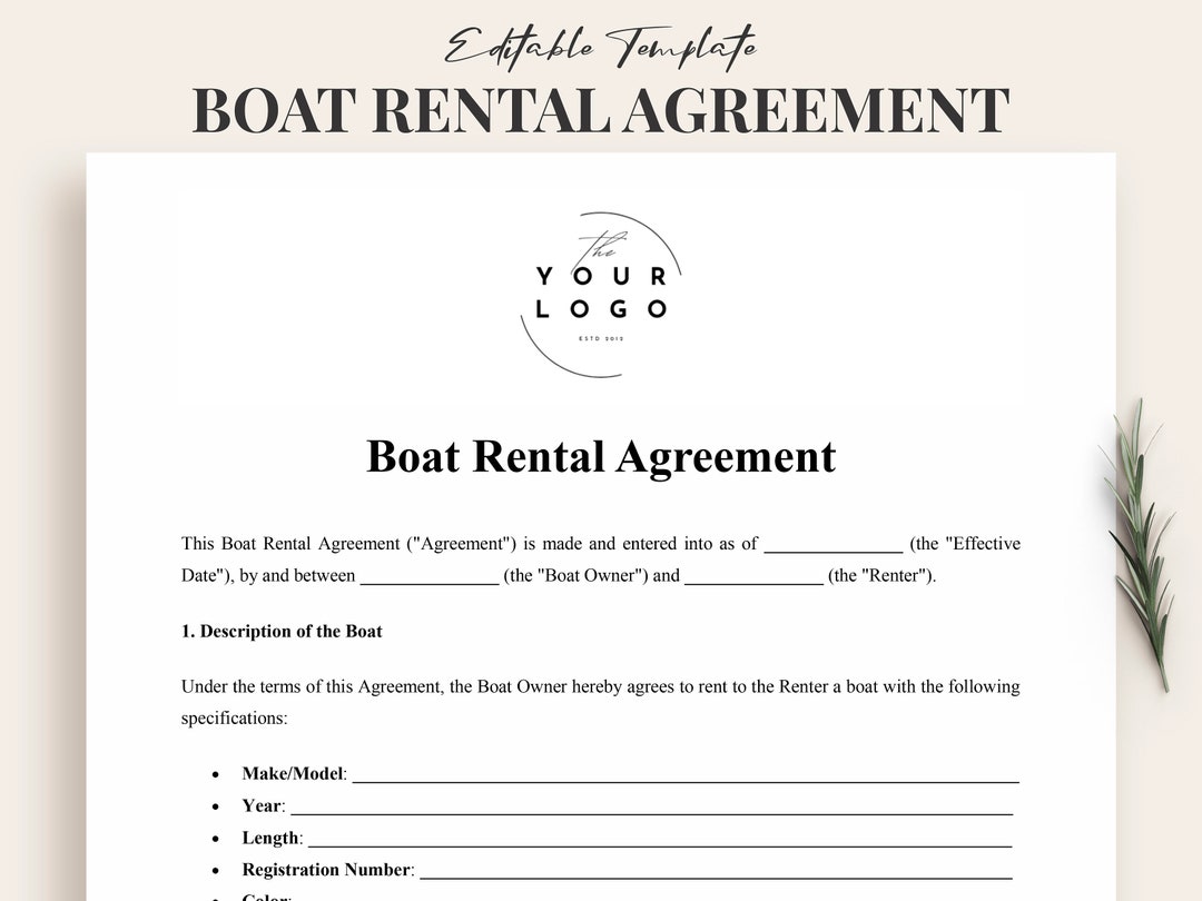 Boat Rental Agreement Template Yacht Rental Customizable Nautical Boat Rental Agreement Template Yacht Rental Customizable Nautical