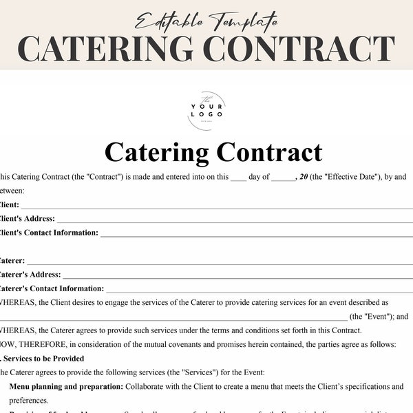 Catering Contract Template Editable Etsy Catering Contract Template Editable Etsy