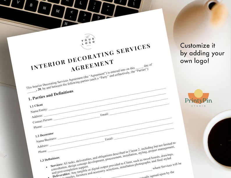 Interior Design Contract Template - Editable Client Agreement for ...