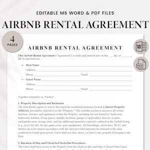 Modello di contratto di locazione professionale Airbnb / Modulo di contratto di locazione Airbnb / Contratto di locazione Airbnb completamente modificabile in formato PDF, Word, Google Docs