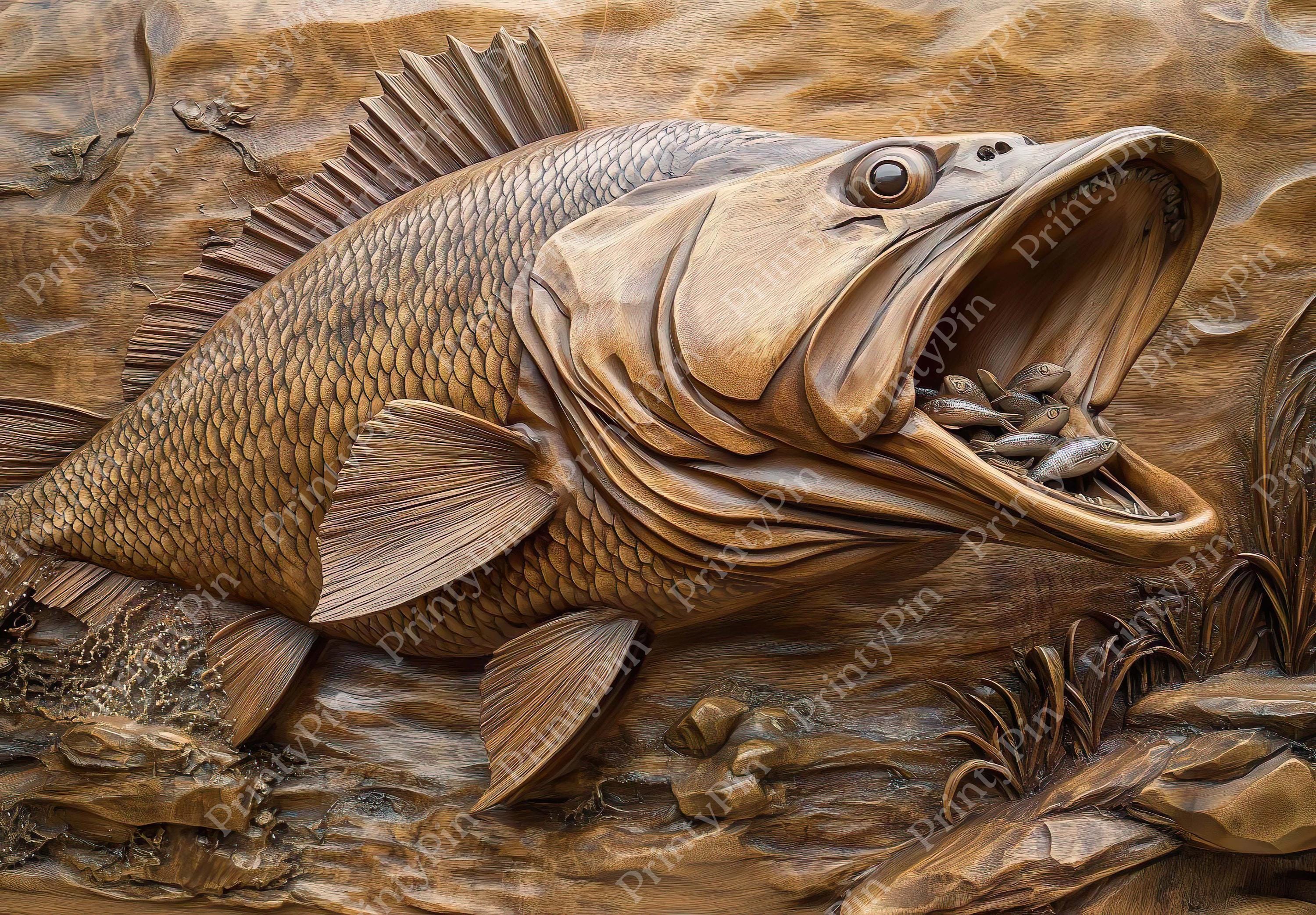 Coussin Poisson Smallmouth Bass Réaliste - GABY - 100% Polyester - Idée Cadeau Pêcheur