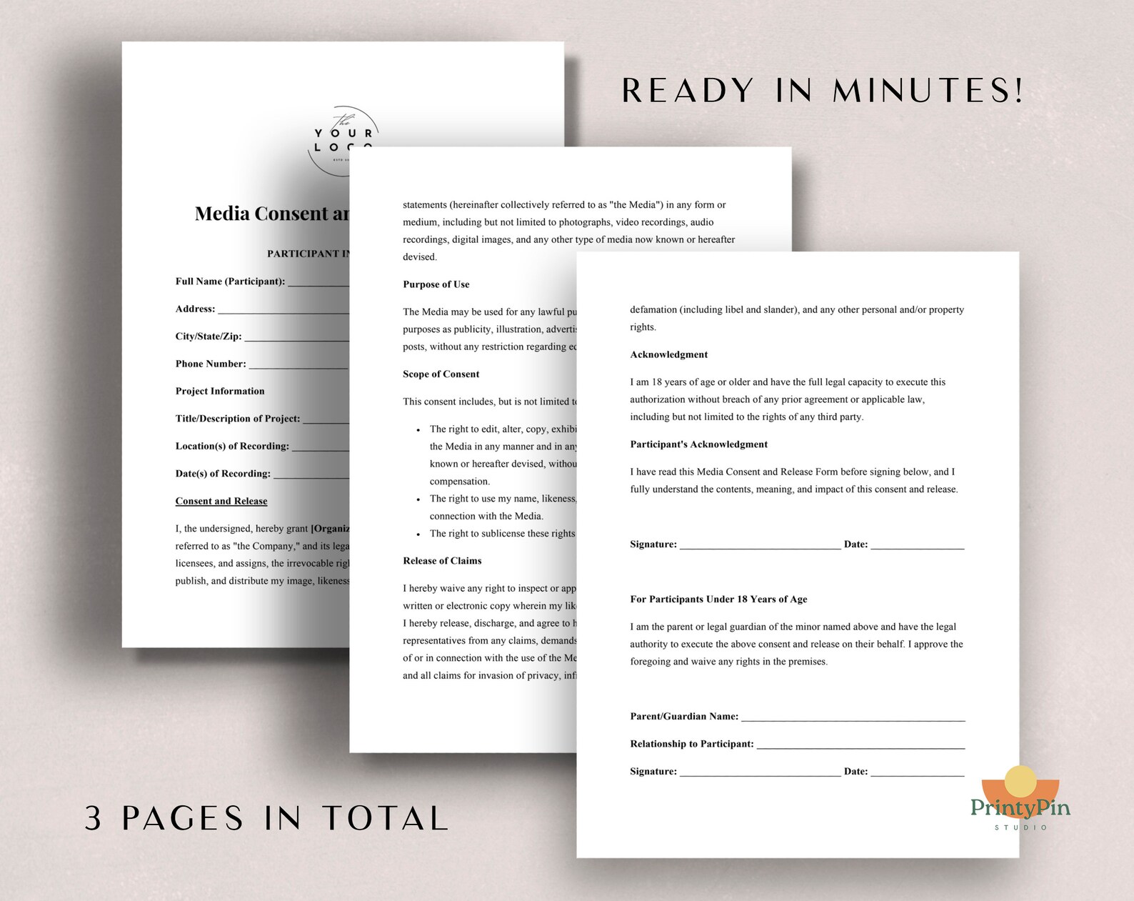 Media Consent Form Template - Detailed Release Agreement for ...
