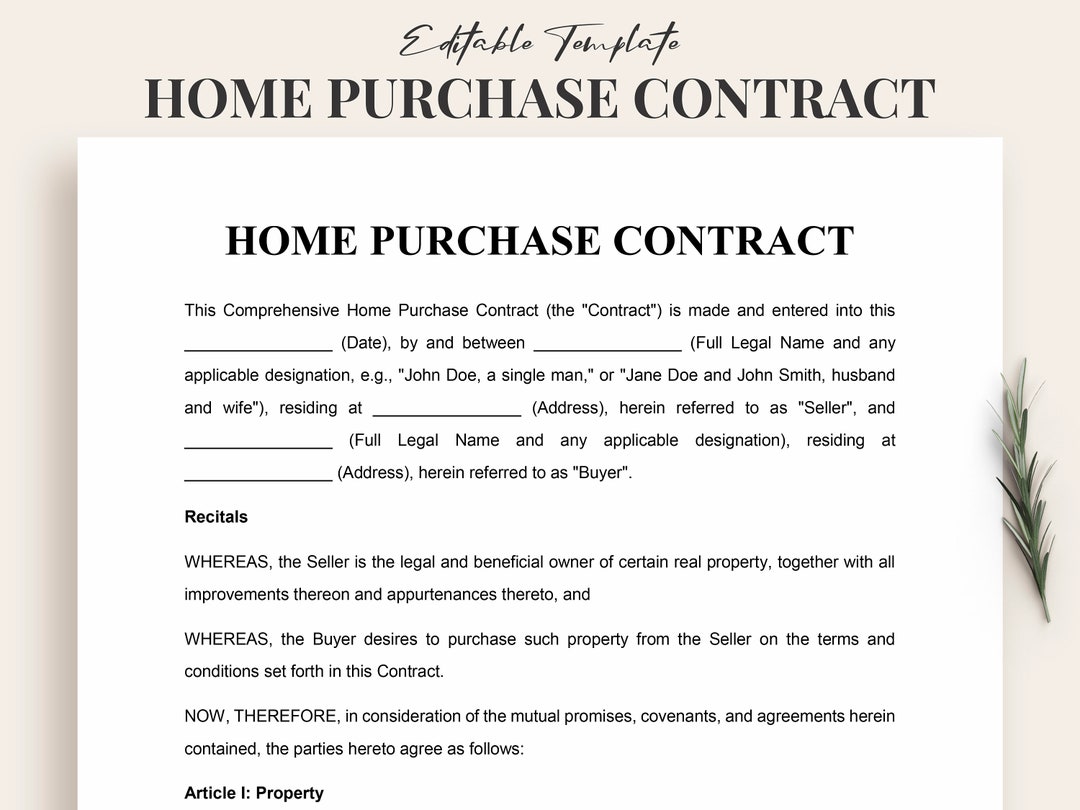 Editable Home Purchase Contract Template Comprehensive Real Estate Editable Home Purchase Contract Template Comprehensive Real Estate