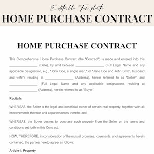 Editable Home Purchase Contract Template Comprehensive Real Estate Editable Home Purchase Contract Template Comprehensive Real Estate