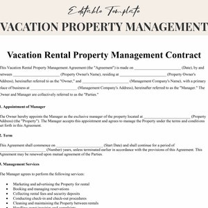 Airbnb Property Manager Contract Template Short Term Rental Property Management Agreement Legal Template VRBO Vacation Property Manager Form