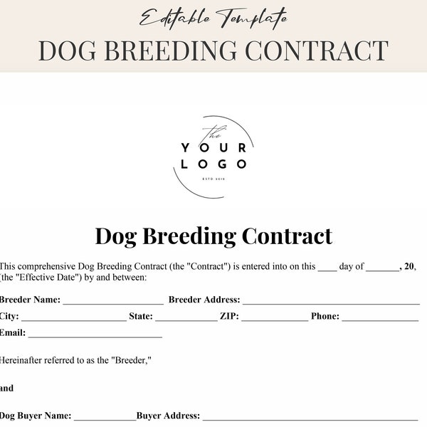 Dog Breeder Agreement Template Etsy Dog Breeder Agreement Template Etsy